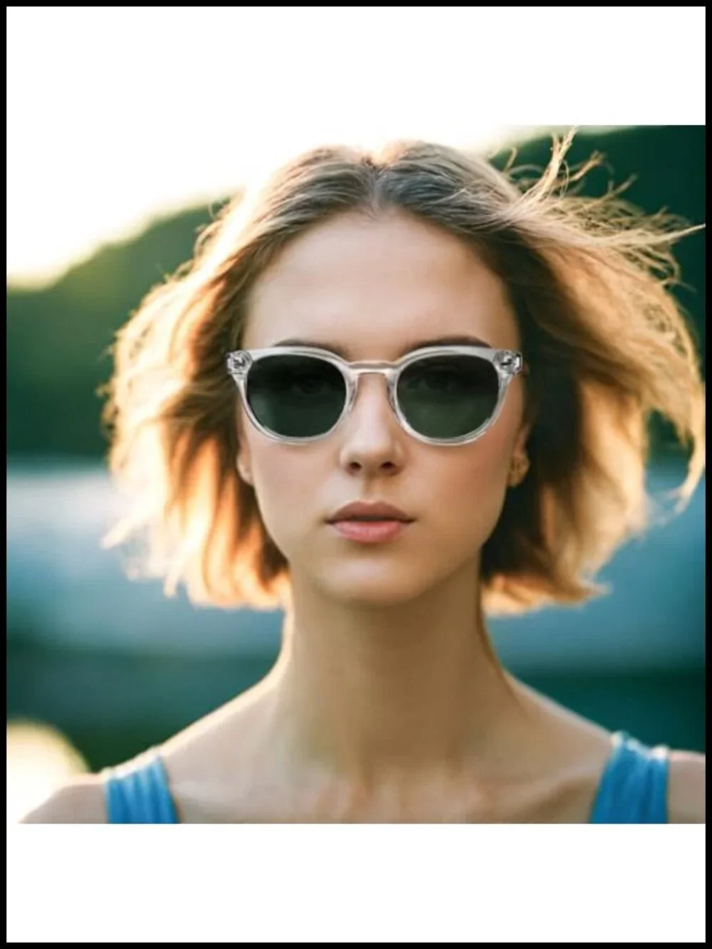 Retro Round Polarized Sunglasses UV Protection Biodegradable Acetate